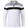 Men's Long Sleeve Striped Polo Shirts 1/4 Zip Cotton Patchwork Collared Shirt Casual Fashion Pullover Slim Fit Golf Shirt