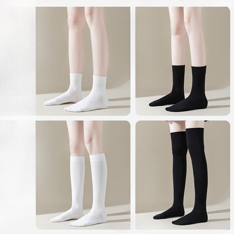 Women's Autumn and Winter Pure Cotton Calf Socks, All-cotton Black Over-the-knee Socks, Women's Slimming Pressure Socks, Solid-colored Long Stockings