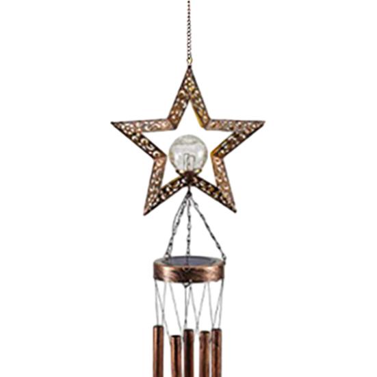 Solar Wind Chime for Outside Metal Waterproof Sun Moon Star Hanging Wind Chime