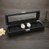 Watch Gift Box, 6 Grid PU Carbon   Lther Watch Case Watch Box