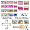 Unique Y2K Pink Girls' Eye Tulip Flowers Moon Cat Cherry Italian Charm Link Fit 9mm Stainless Steel Bracelet DIY Making Jewelry