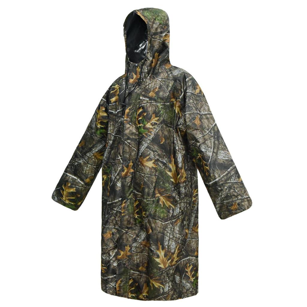 Adult Camouflage Waterproof Hiking Raincoat - Long, Lightweight, One-Piece with Reflective Strip