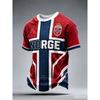 Maglietta da Calcio da Uomo Norge Norvegia Bandiera Norvegese Nodo Celtico Stampa Montagna Manica Corta Maglietta Sportiva Casual per Tifosi di Calcio Top