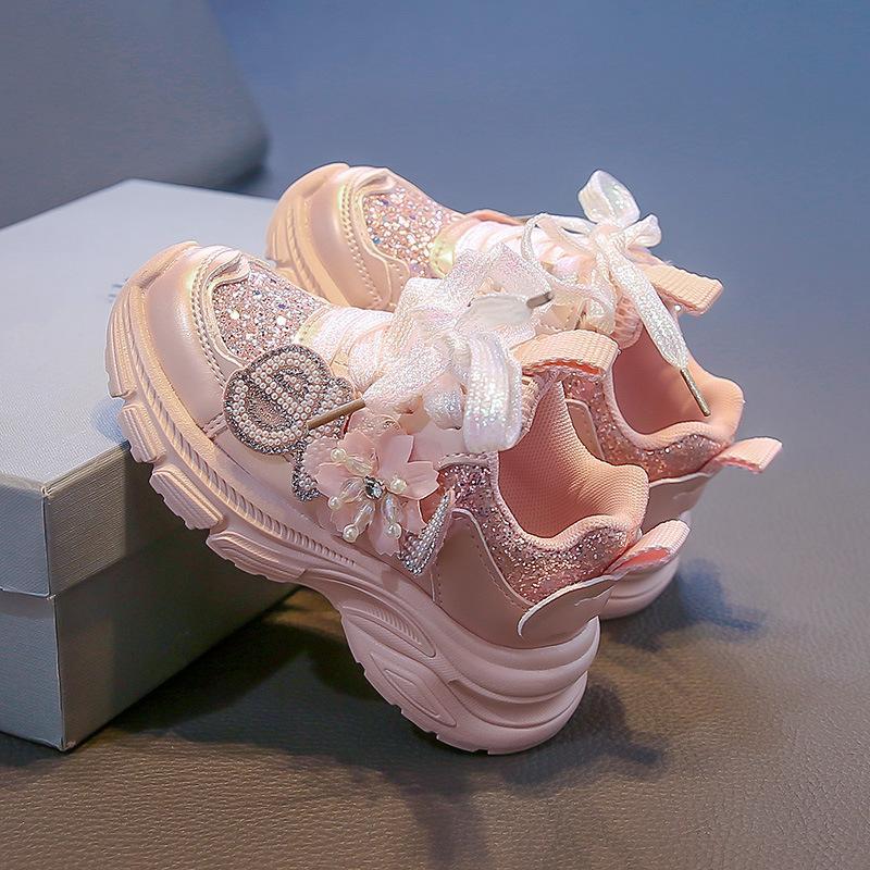 2025 Spring New Girls Sports Shoes Girls Shoes Soft Sole Non-slip Princess Shoes New Running Shoes Baby Shoes