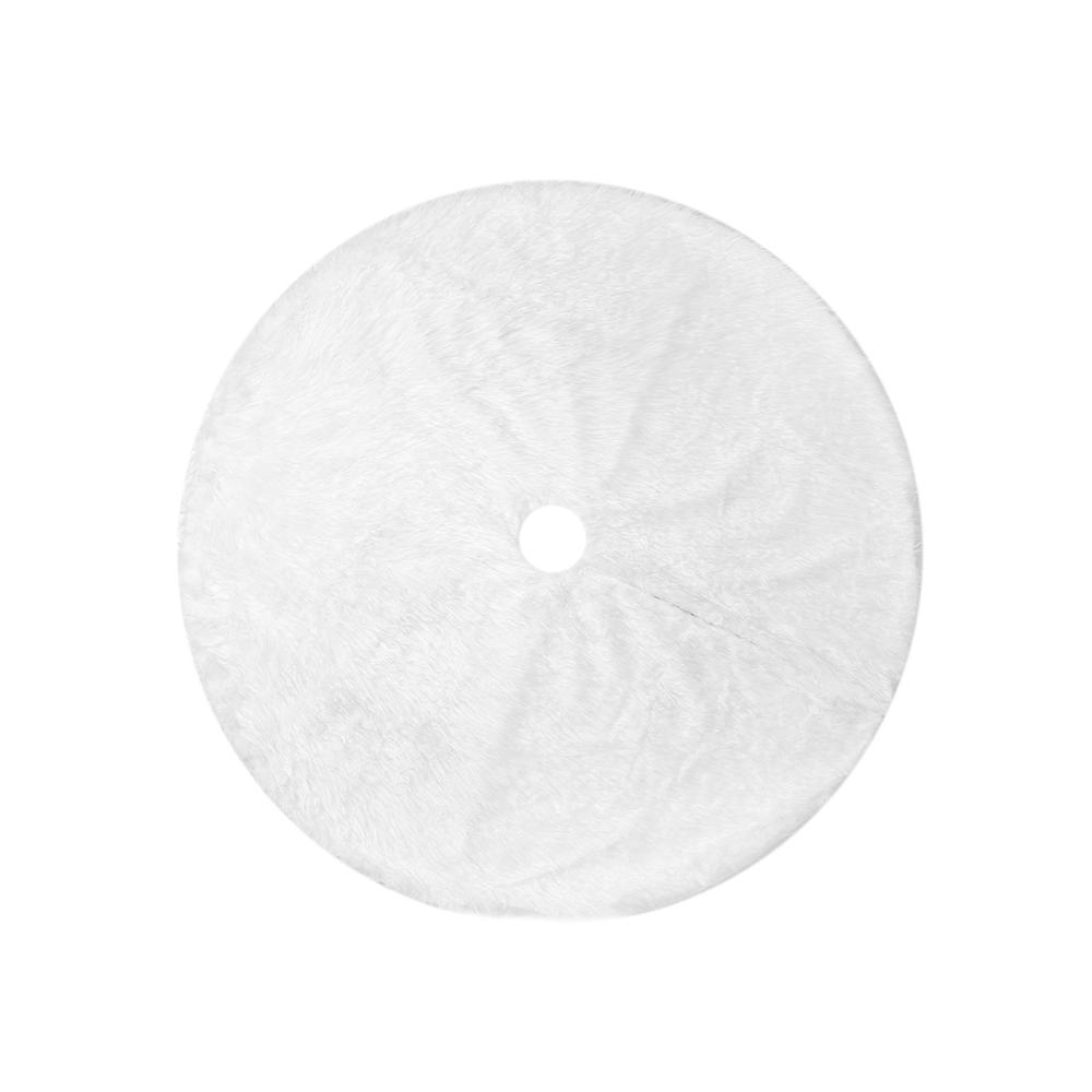 90/120CM Christmas Tree Skirt Round White Faux Fur Xmas Trees Carpet Mat Large Skirts for New Year Party Christmas Decorations
