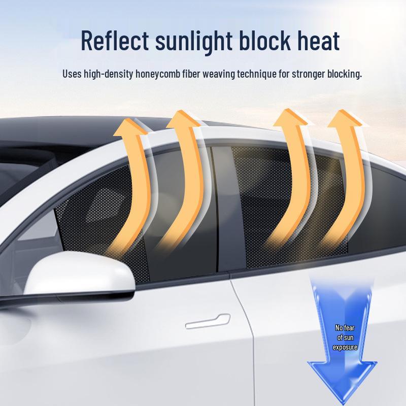 Magnetic Two-Tone Sunshade Curtains for Car Windows - Heat Insulation & Sun Protection