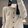 QingHe Cashmere Women's 30% Cashmere Cardigan - Soft & Warm Wool Blend Sweater