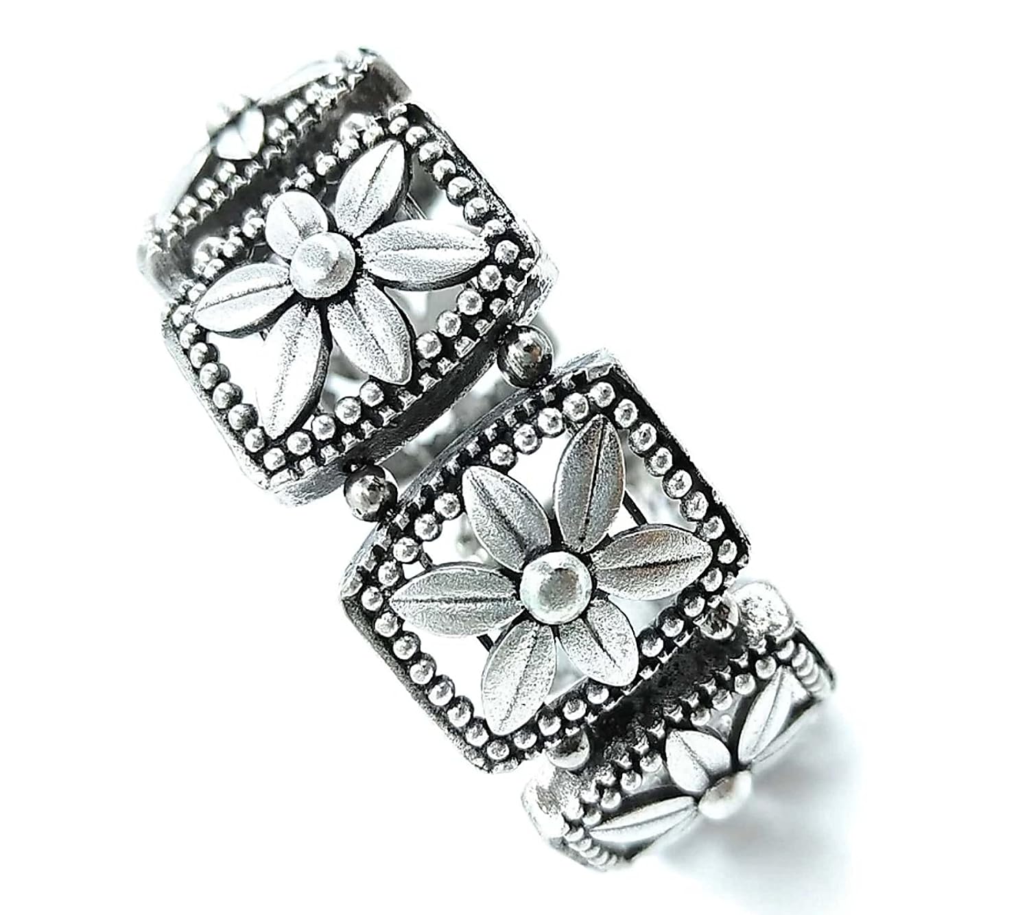 Браслет-браслет из окисленного серебра с афганской эмалью для женщин и девочек — фото 4