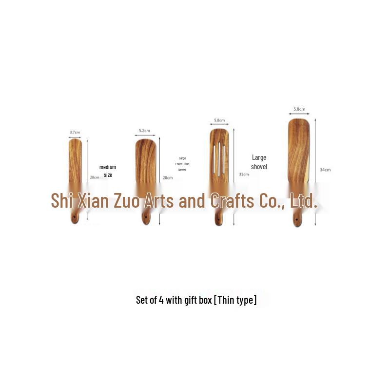 Acacia Wood Kitchen Utensil Set: 5-Piece Long Handle Spatula, Scraper, Whisk, Cooking Spoon, Teak Wood