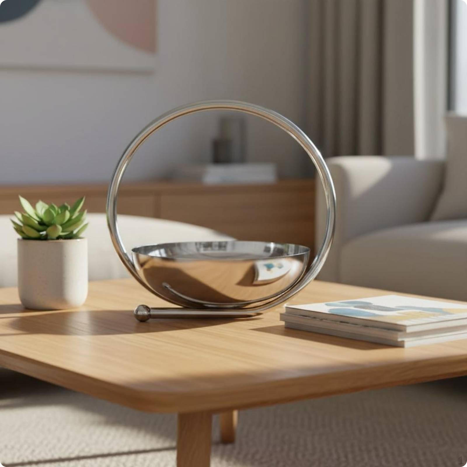 Round Mirror Tray Mirrored Finish Stainless Steel Polished Surface Storage for Coffee