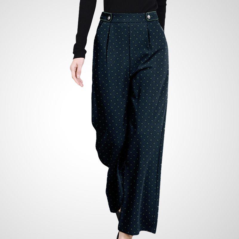 

Casual All-Match High-Waist Slim-Fit Elegant Straight Wide-Leg Pants Print L