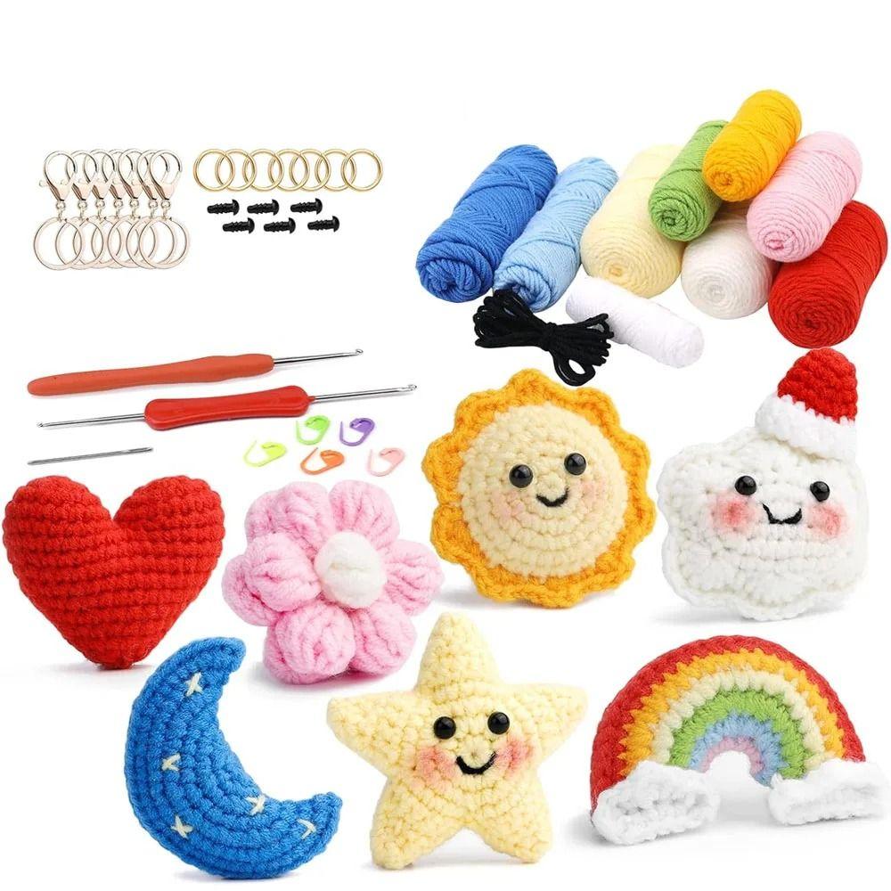 

Moon Crochet Stuffed Animal Kit Star Yarn Set Kit Cute Yarn Hook Accessories