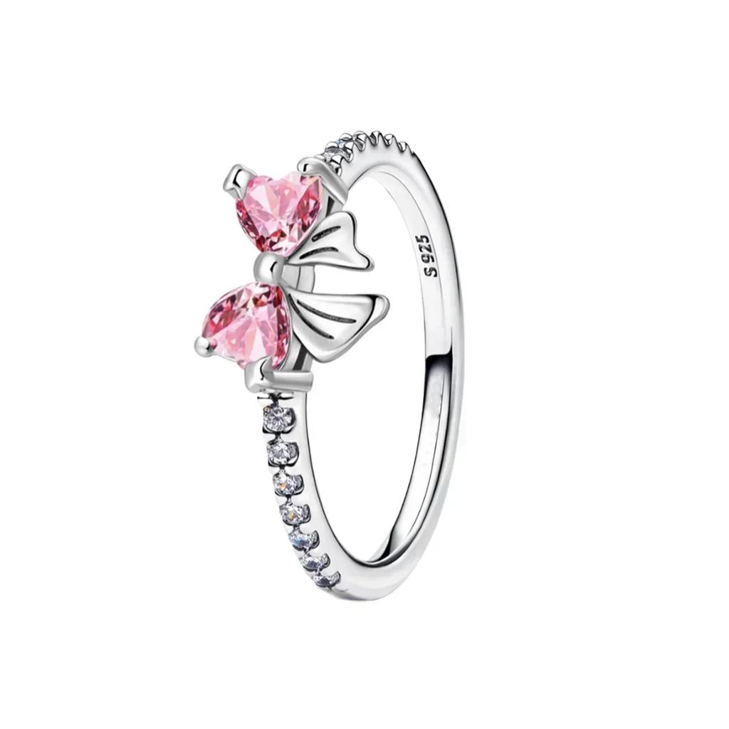 Anillo Original de Plata 925 Corazón Colorido Corona Lazo Luna Concha Cristal para Mujer Regalo de San Valentín Cumpleaños Joyería DIY