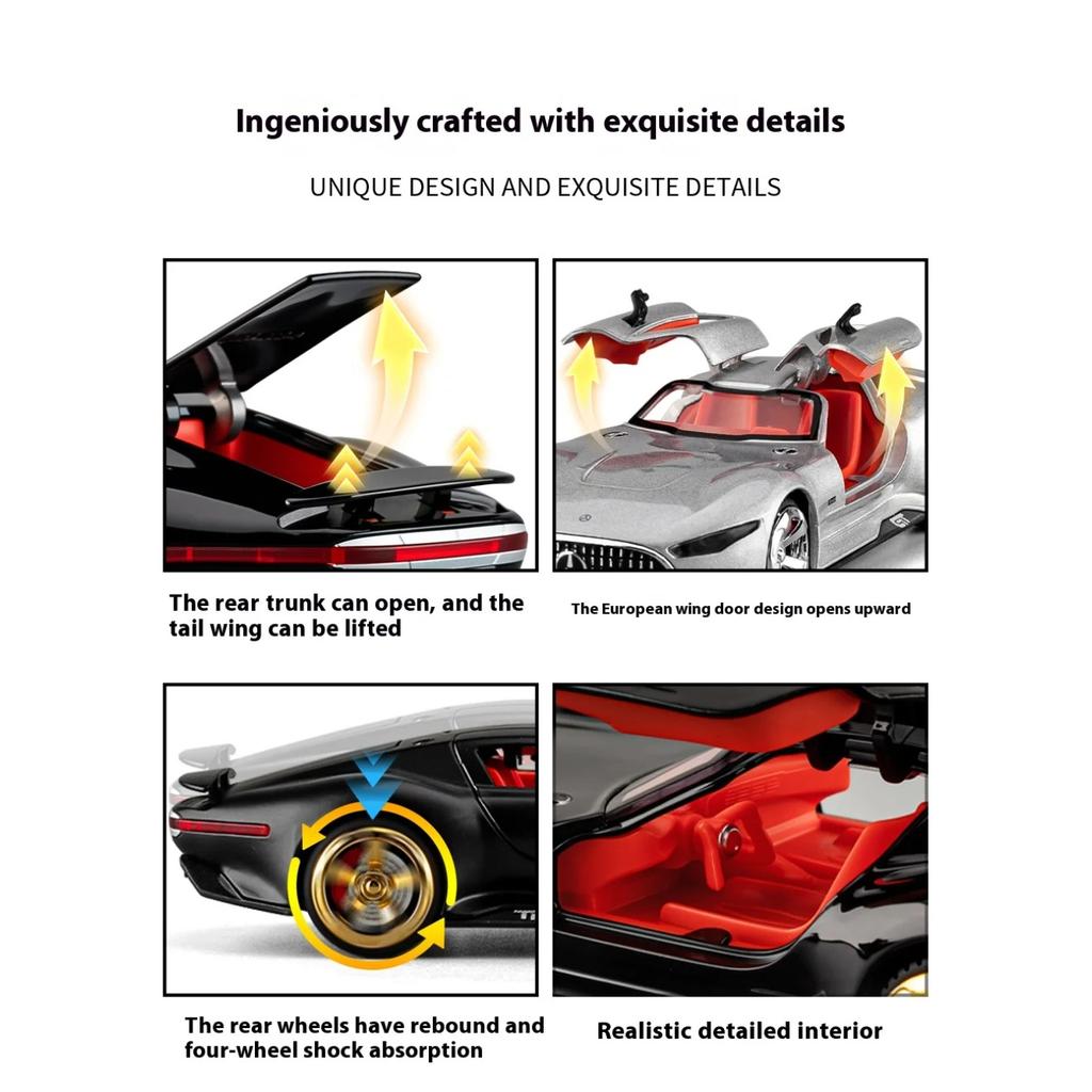 1/32 Mercedes-Benz AMG Vision GT Sportwagen Modell Simulation Sound und Licht Desktop Ornament Kinderspielzeug Jungengeschenk