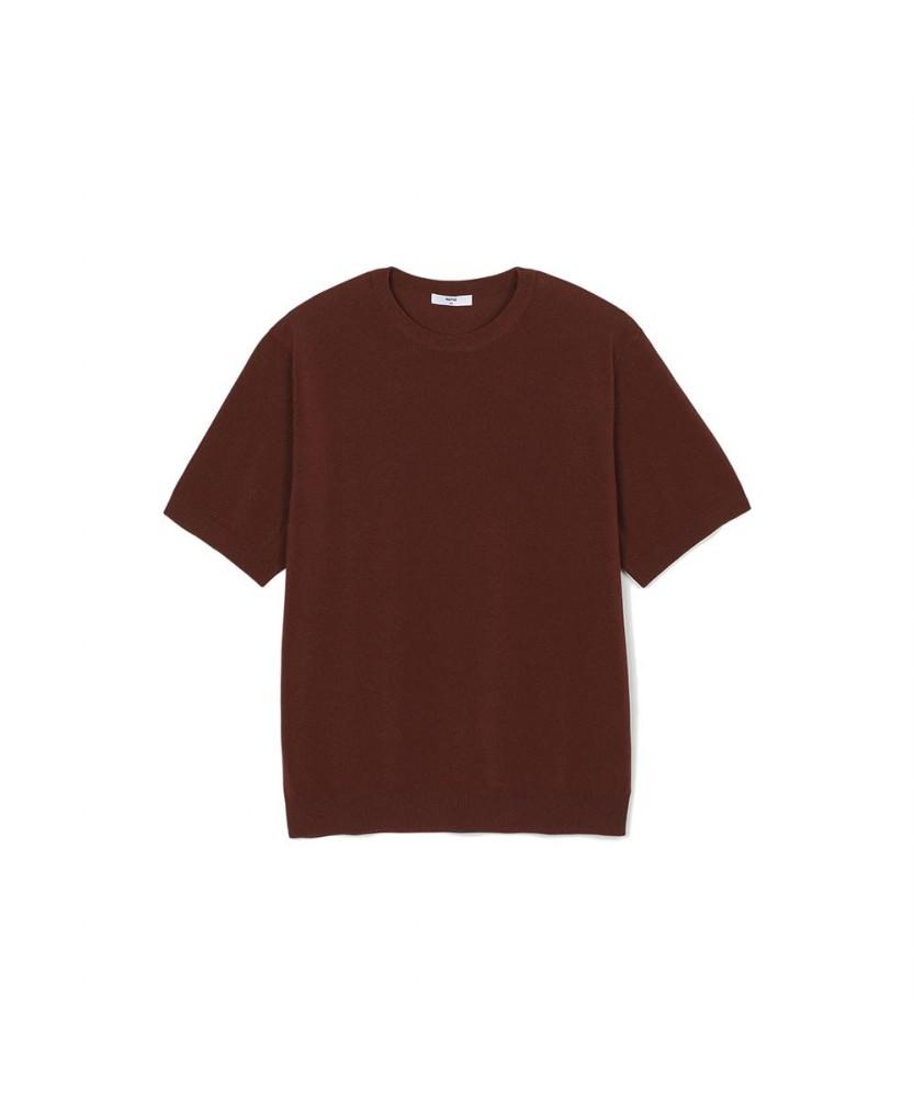 NOTIG Cotton Blend Solid Pique Round Knit Brown_Oks3Swts104W1
