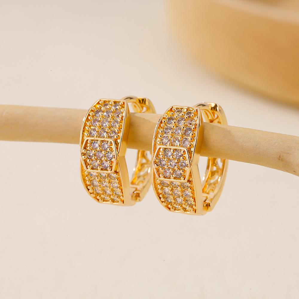 Gold Multi-Style Zircon Hoop Earrings for Women