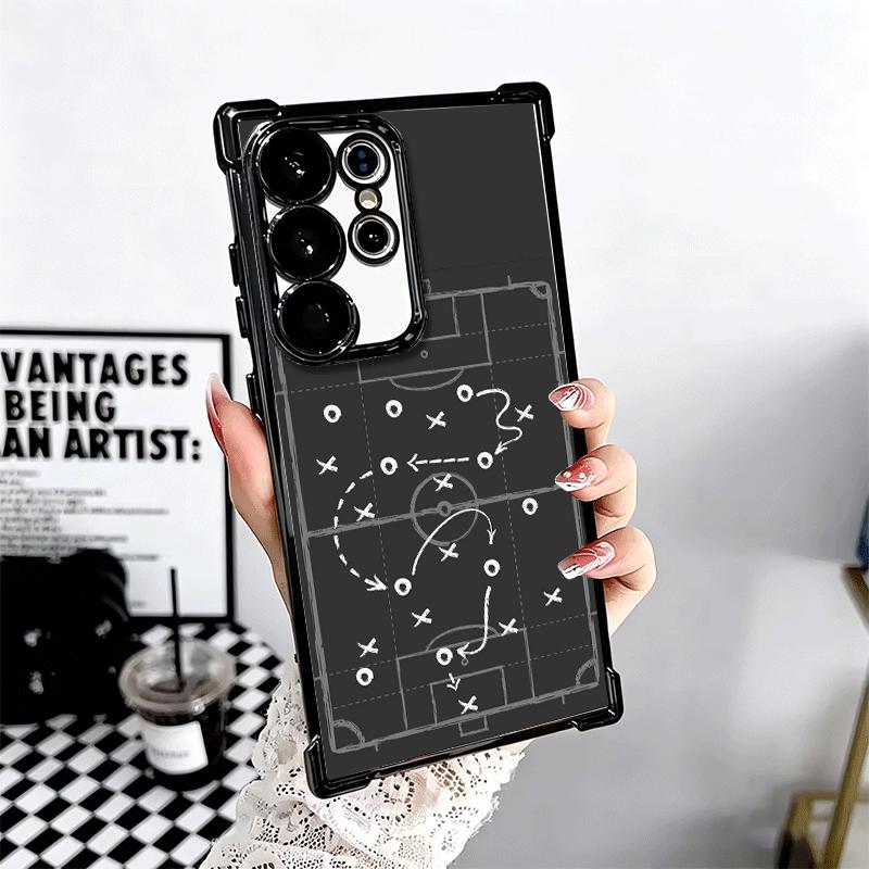 Football Soccer Tactics Time Plating Phone Case For Samsung Galaxy S24 S25 FE S26 Edge S23 Ultra S22 S21 Plus S20 Anti-Fall Aira
