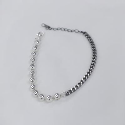 Bracelet de cheville pour femme en argent 928 Chaîne à billes quotidienne Double