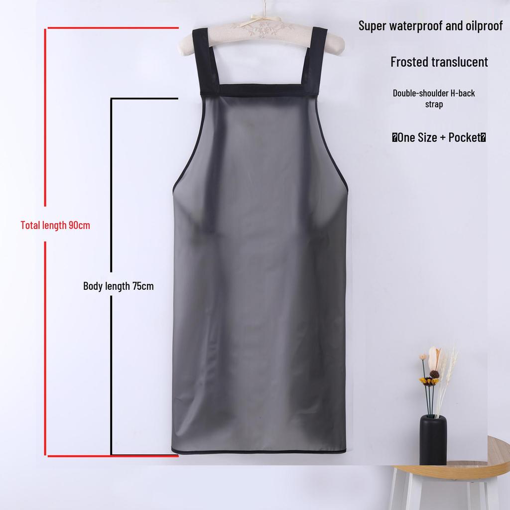 Waterproof Oil-Proof Semi-Transparent TPU Cooking Apron for Adults - Soft Leather, Hand Wiping, and Extended Coverage for Dishwashing.