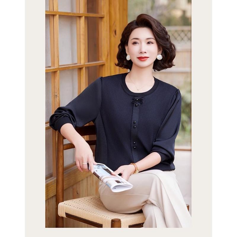 Temperament Spring and Autumn Fashionable Knitted Tops and Small Shirts New Style Spring Style Bottoming Shirts for Middle-aged