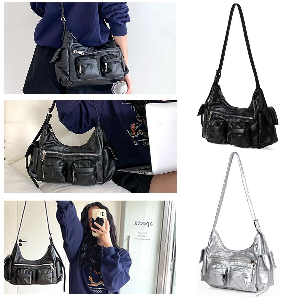 Women Retro Shoulder Bag Large Capacity PU Satchel Sling Bag Versatile Top Handle Bag Crossbody Hobo Bag Girl Stylish Purse