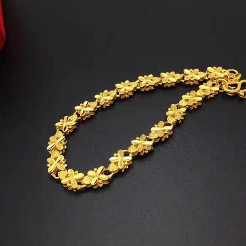24K Gold Clover Bracelet for Women - Dainty Four-Leaf Design, High-Purity Gold, Lucky & Delicate