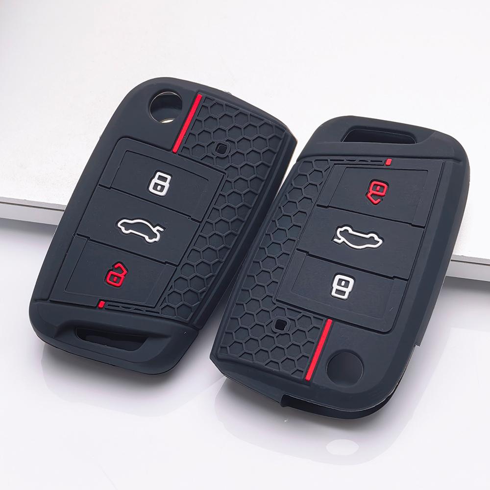 Key Fob Cover for VW Golf Tiguan Passat Polo Octavia A7 Mk7 Mk2 B8 Anti-Scratch Surface Shockproof Structure Soft Grip Texture Easy Install Design