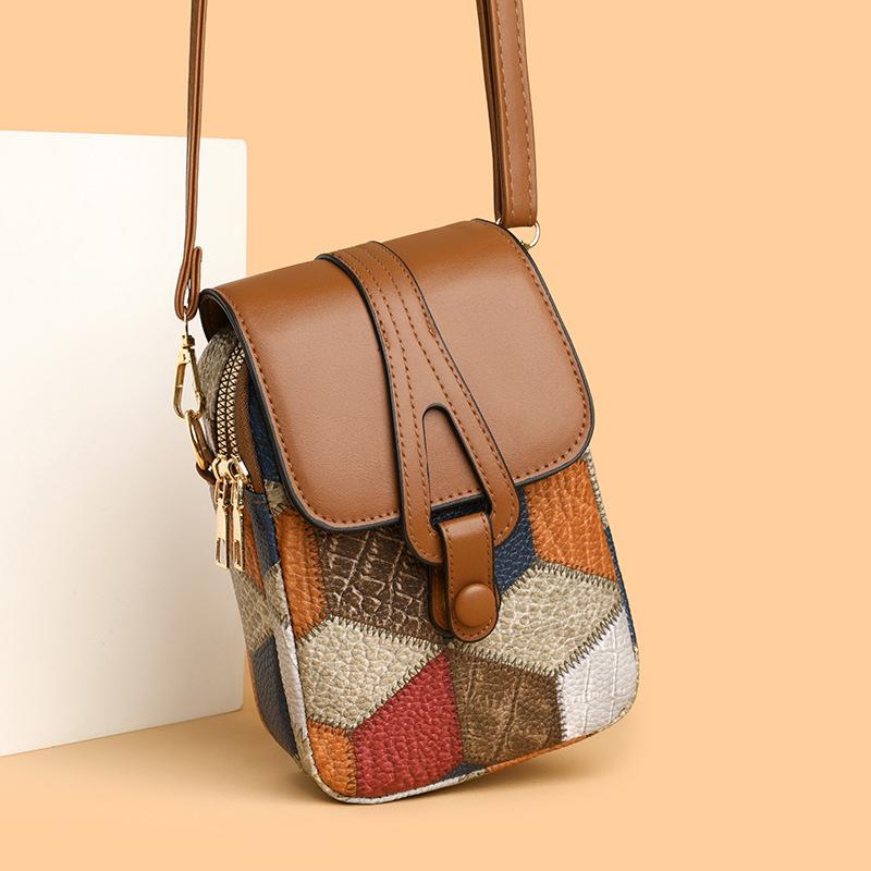 Nueva Moda Multifuncional Ligera Bolso de Hombro Estampado Bolsa de Almacenamiento Phe Bolso Cruzado Retro a Cuadros para Mujer