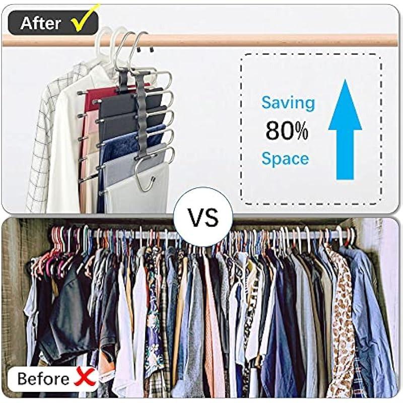 Magic Pants Hanger Saves Space - Used for Multiple Layers of Multifunctional Wardrobes, Pants Scarves, Slack Rack Organizer