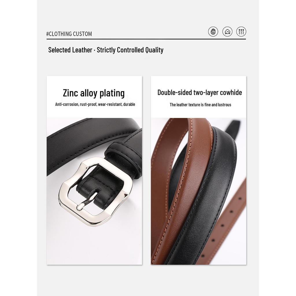 Women's Versatile Genuine Leather Belt - Decorative High-End Fashion Waistband for Casual or Professional Wear