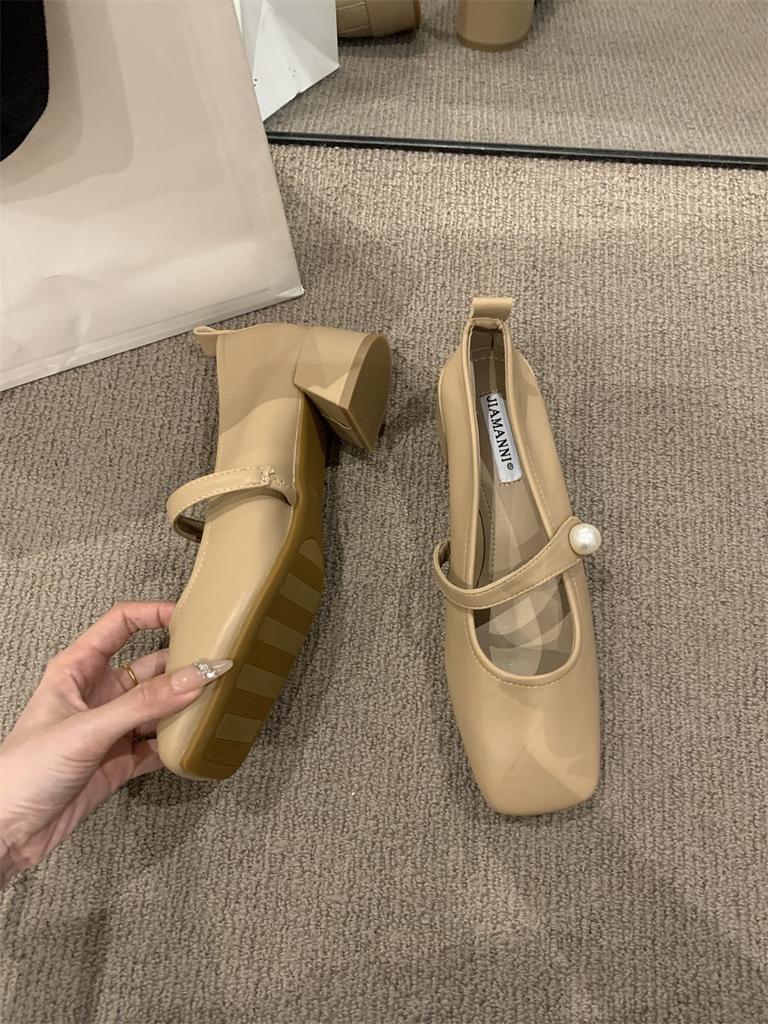 French thick heel with Mary Jane shoes women's shoes 2025 spring and autumn square head with skirt single shoes versatile single shoes