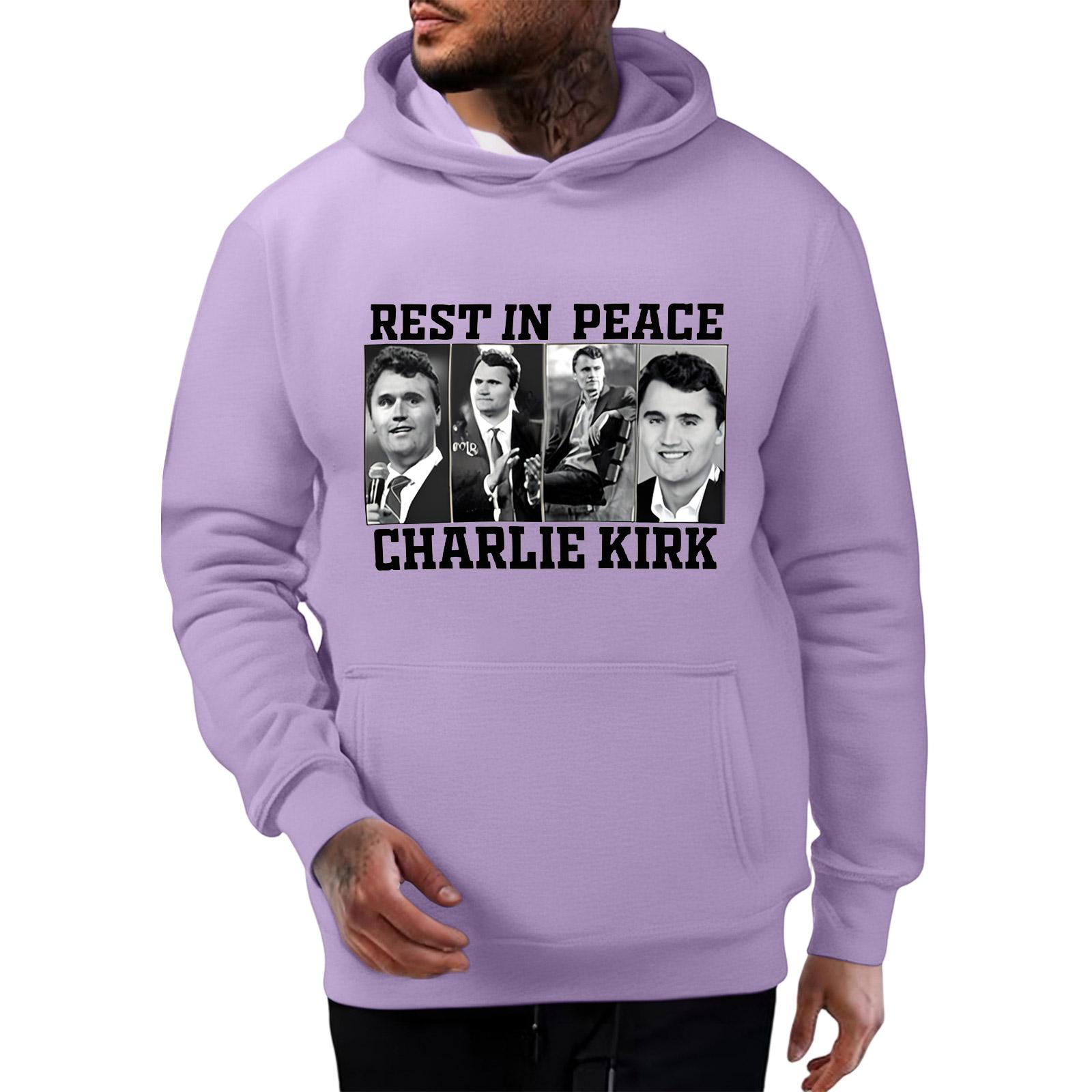 

Men s Fashionable Casual Long-sleeved Printed Hooded Sweater Top M фиолетовый