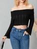 Women Y2k Fairy Off Shoulder Long Sleeve Top Tee Slim Fitted Crop Tops Basic T-Shirts Pullover Blouse Streetwear