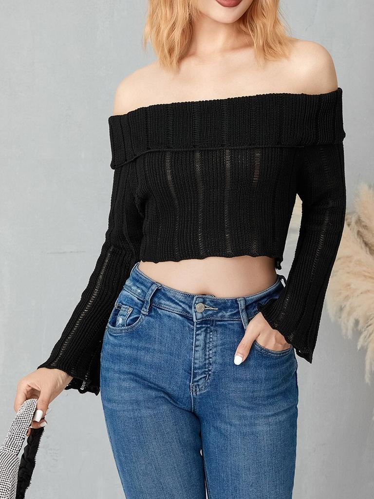 Women Y2k Fairy Off Shoulder Long Sleeve Top Tee Slim Fitted Crop Tops Basic T-Shirts Pullover Blouse Streetwear