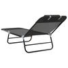Folding Sun Lounger Black 182 X 55 X 85.5 Cm Textilene