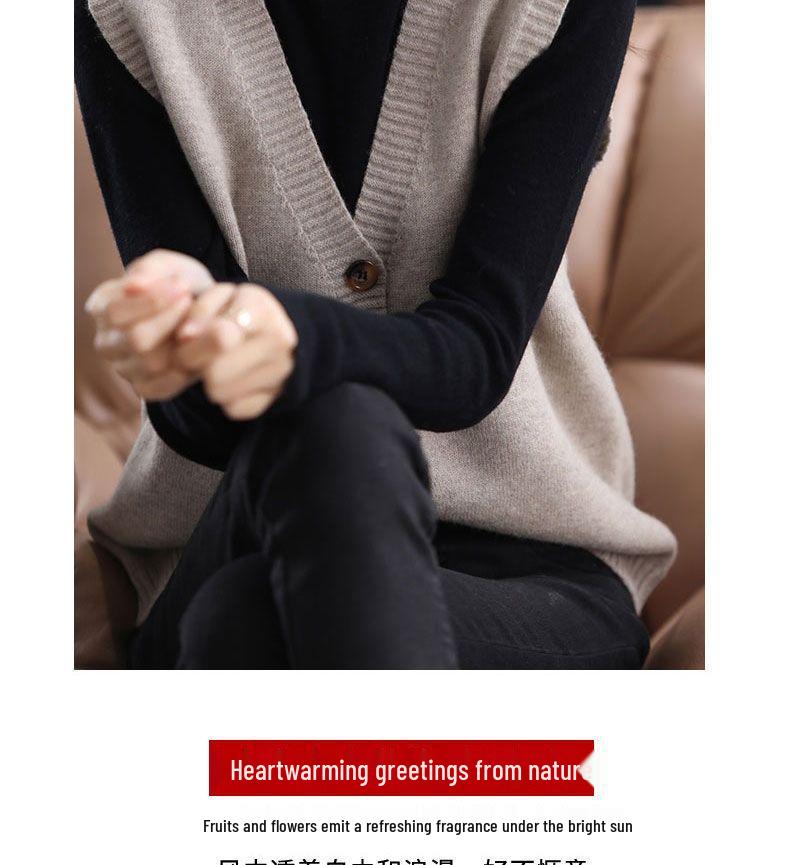 2023 Fashionable Versatile Knit Sleeveless Cardigan Vest for Women - Autumn/Winter Sweater