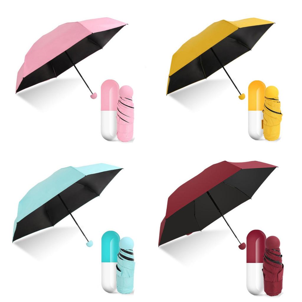 Folding Capsule Small Umbrella Pill Package Portable Travel Sunny Day Rainy
