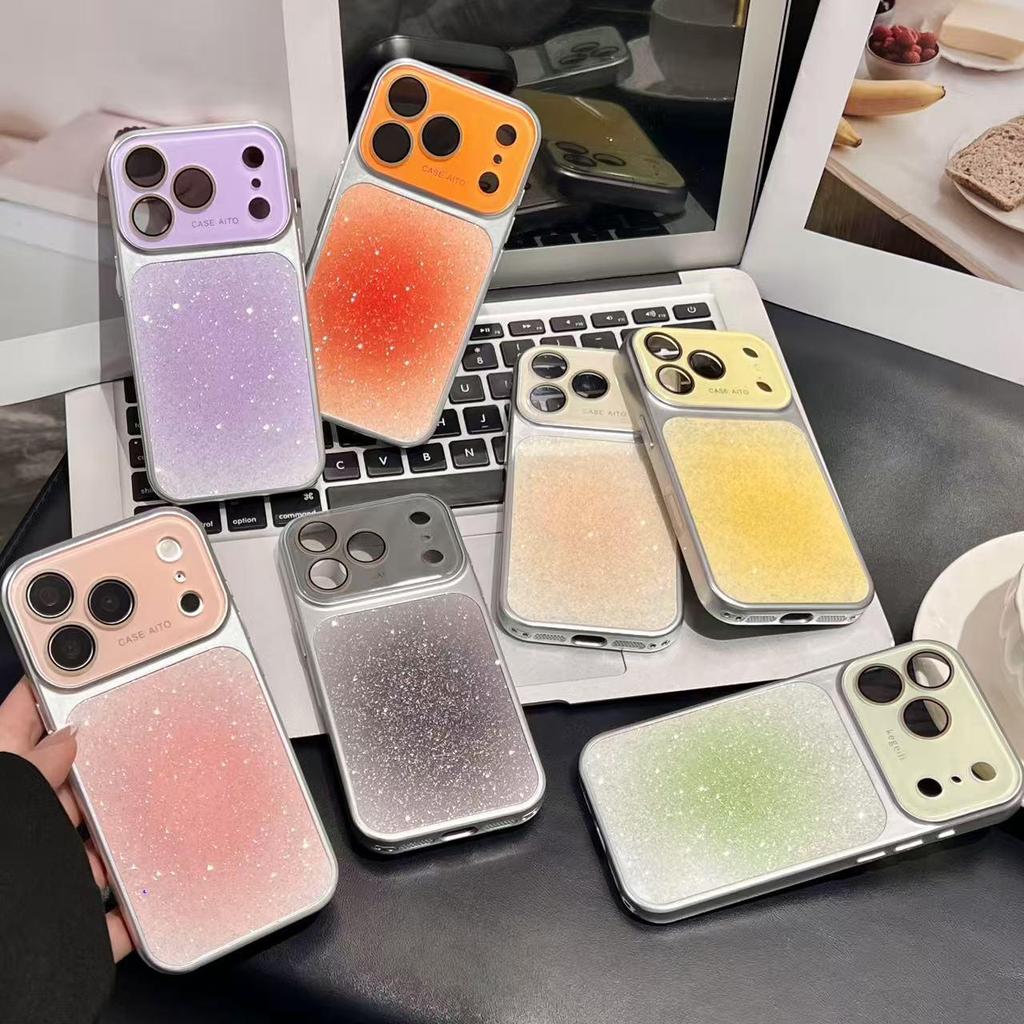 Gradient Glitter iPhone 17 Pro Max Case with Lens Film and Large Window