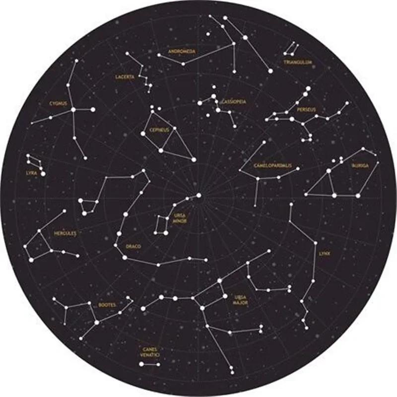 Mystery Constellation Printed Round Carpet Sun and Moon Living Room Rugs Camping Picnic Mats Anti-Slip Yoga Mat for Living Room