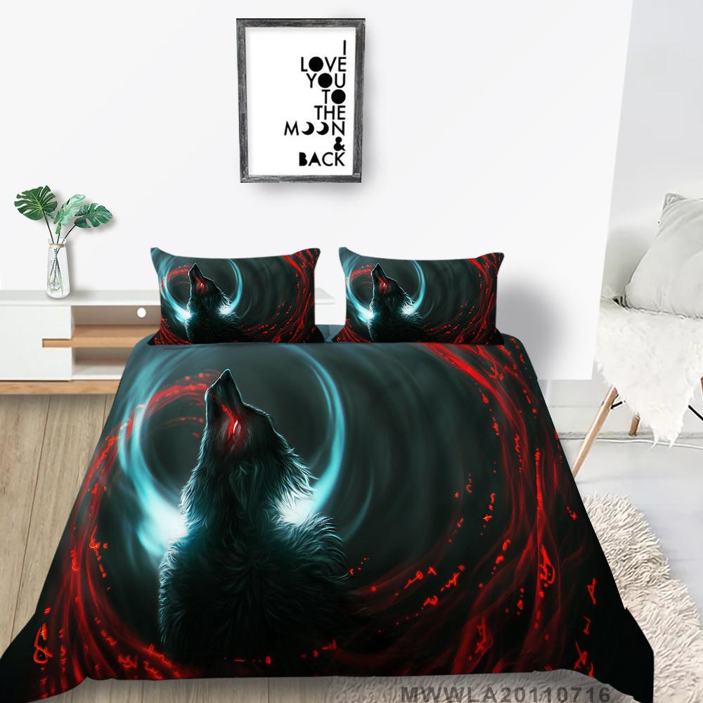 

Детские домашние комплекты для кровати с наволочкой, покрывало для постельного белья с принтом крутого волка, костюм с наволочкой, постельные принадлежности EU Single 135x200cm