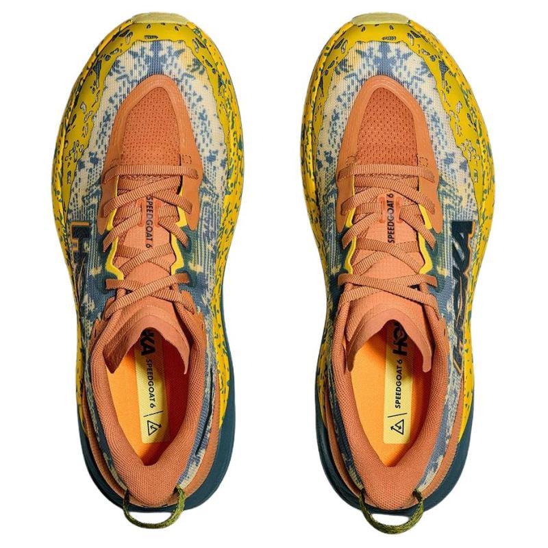 HOKA ONE ONE Speedgoat 6 Cushioning, Wear Resistant Low Top Running Shoes Men's Yellow Orange Sneakers 1147791-TTT