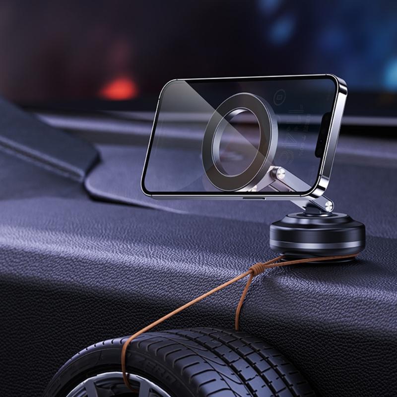 Foldable Car Phone Bracket Magnetic Stand 360 Degree Rotation Adjustable with Double Suction Technology for Easy Viewing