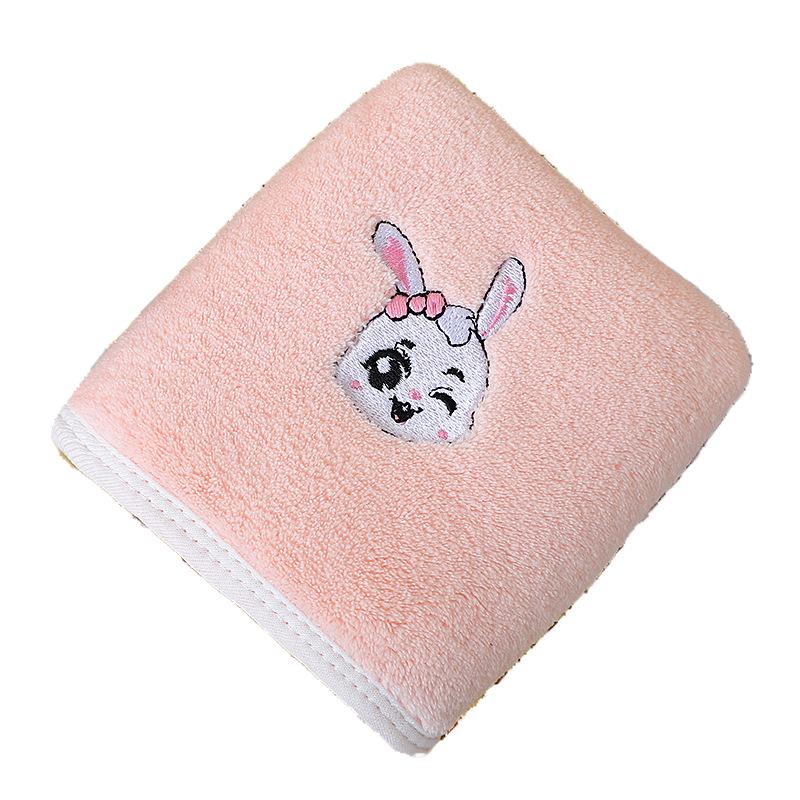Quick-Dry Coral Fleece Embroidered Cartoon Baby Towel - Soft, Water-Absorbent & Thick