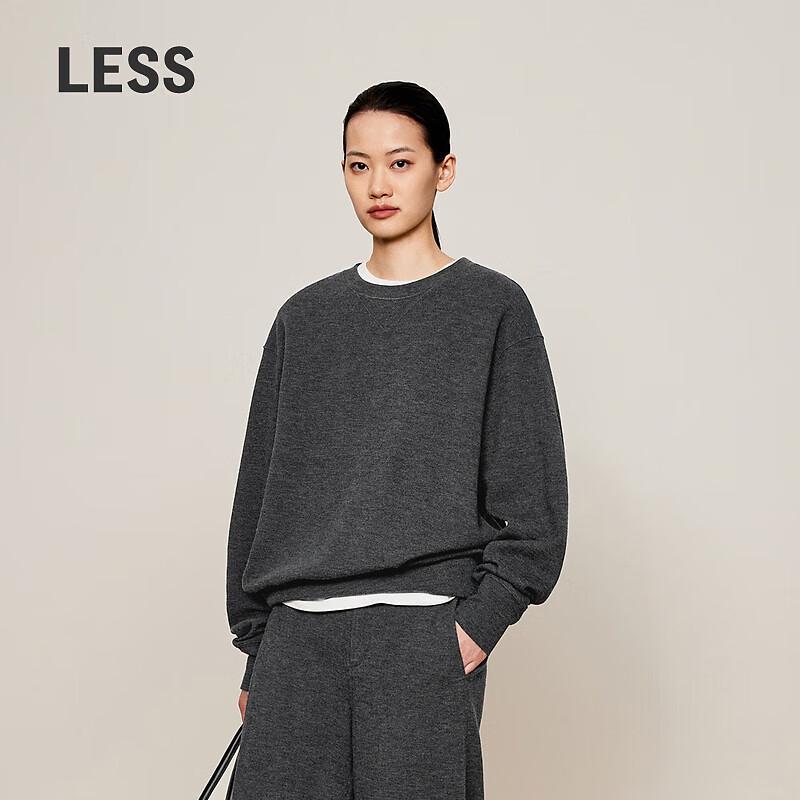 

LESS 2024 Winter Loose Crewneck Pullover Sweatshirt L