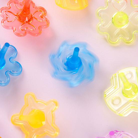 24Pcs Transparent Acrylic Spinning Top Portable Travel Kids Mini Gyroscope Educational Colorful Spinner Toy Toddlers Boys Girls Gift Party Favors
