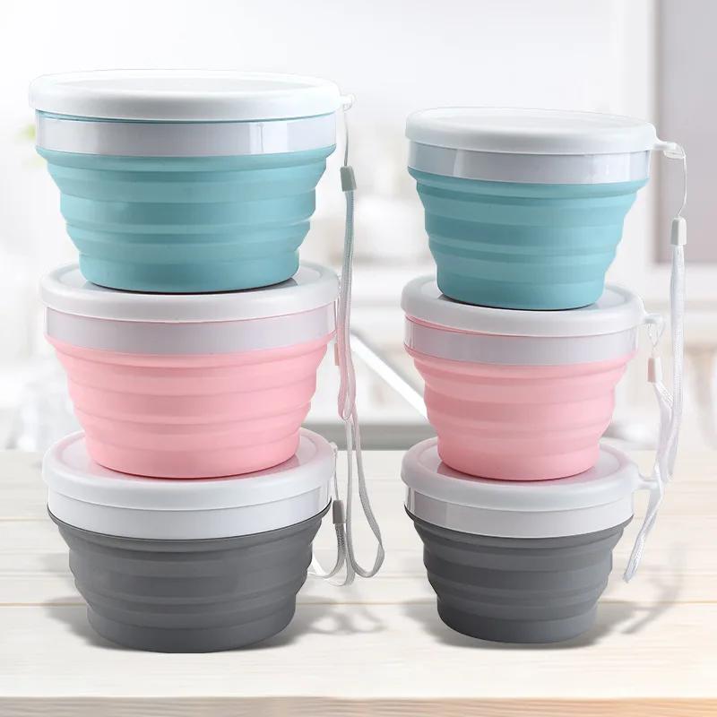 Bol pliabil din silicon multifuncțional cutie pentru tăiței instant Cutie deformabilă de călătorie în aer liber pentru ustensile de bucătărie de uz casnic cu capac