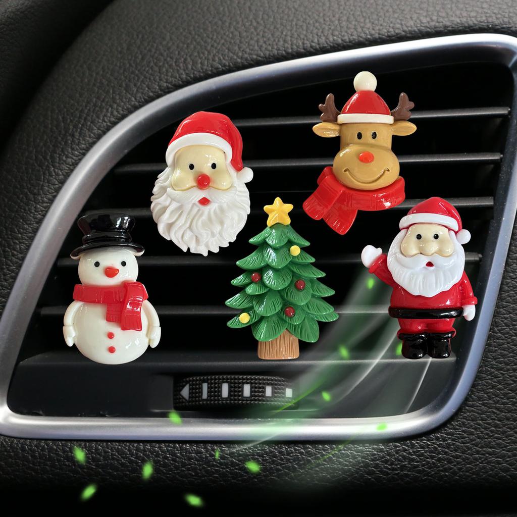 Medium-sized New Santa Claus Christmas Tree Reindeer Snowman Car Perfume Decoration Clip Car Air Conditioner Air Outlet