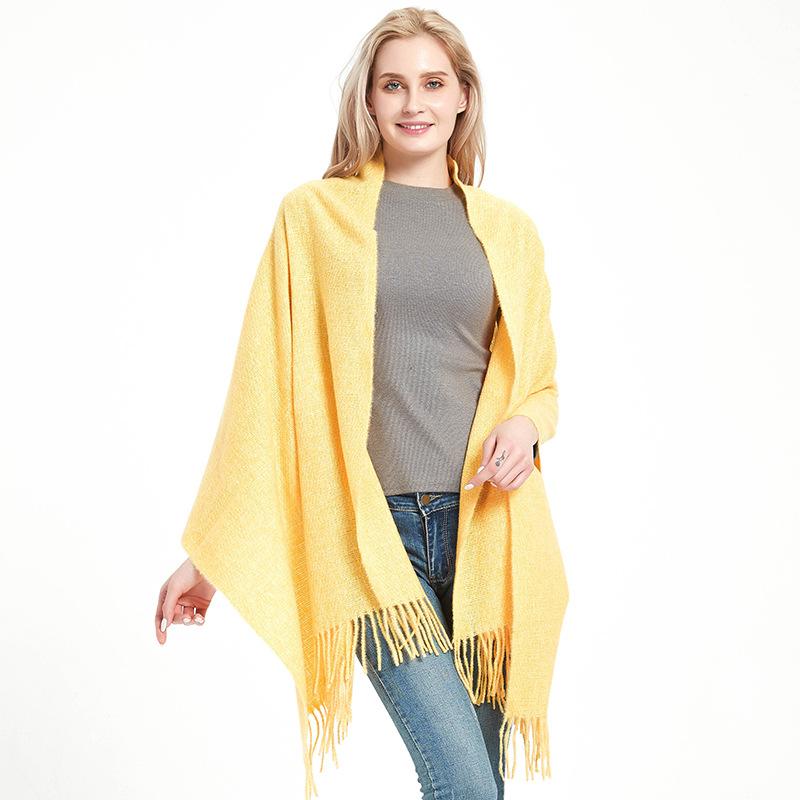 Toamnă Iarnă Culoare Solidă Eșarfă cu franjuri lungi Sal gros de damă