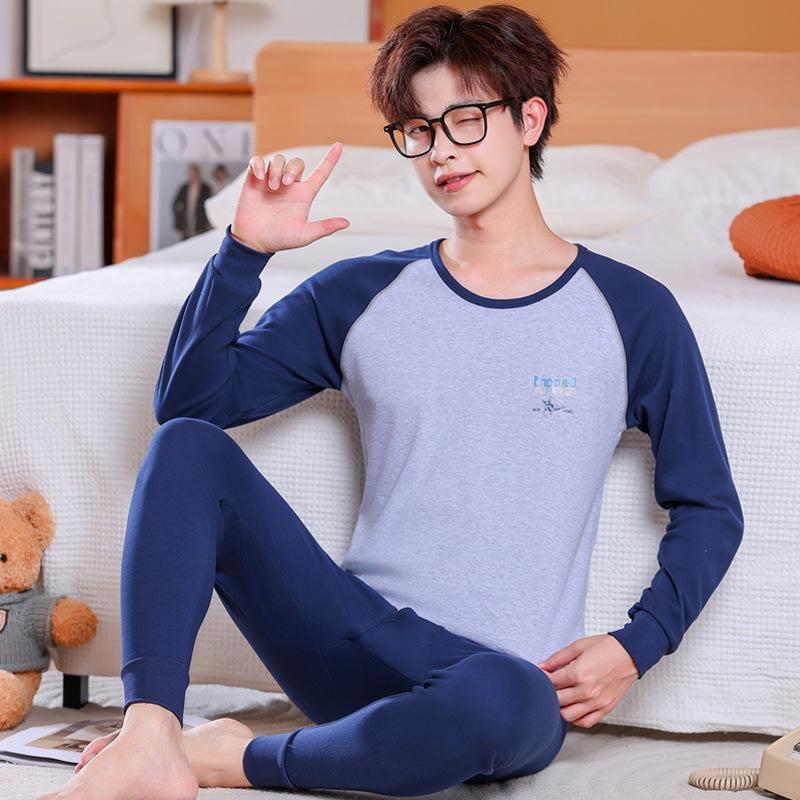 

Мужской подростковый теплый хлопковый комплект нижнего белья: Осенне-зимний трикотаж для мальчиков, среднего и старшего возраста 175 cm