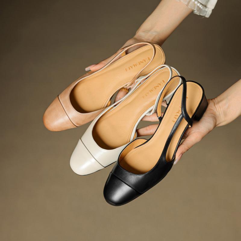 Retro Leather Sandals For Women, Single Shoes